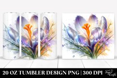 20 Oz Tumbler Sublimation | Shiny Crocus Watercolor Splash Product Image 1