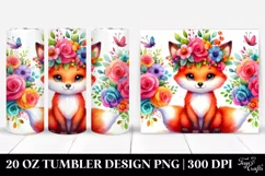 Watercolor Fox with Flower Crown 20 Oz Tumbler Product Image 1