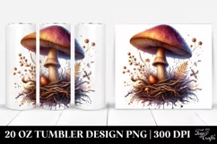 Detailed Shiny Mushroom Watercolor Splash | 20 oz Tumbler Product Image 1