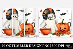 White Orange Haloween Ghost Football Helmet | 20 oz Tumbler Product Image 1