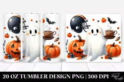 White Orange Haloween Ghost Football Helmet | 20 oz Tumbler Product Image 1