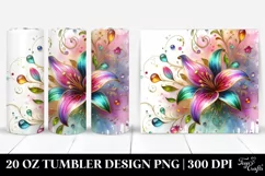 Colorful Lily on White Background | 20 Oz Tumbler Product Image 1