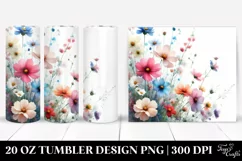 Colorful Wild Flowers White Background 20 oz Tumbler Product Image 1