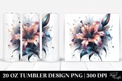 20 Oz Tumbler Sublimation | Shiny Lily with Metallic Product Image 1