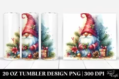 mystical Christmass Gnome Watercolor Splash | 20 oz Tumbler Product Image 1