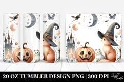 Watercolor Whimsical Witch with Cat | 20 oz Tumbler Product Image 1