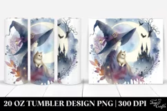 Watercolor Whimsical Witch with Cat | 20 oz Tumbler Product Image 1