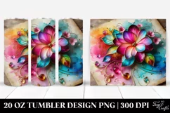 Colorful Impatiens on Wooden Background | 20 Oz Tumbler Product Image 1