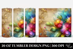 Colorful Impatiens on Wooden Background | 20 Oz Tumbler Product Image 1