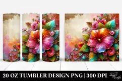 Colorful Impatiens on Wooden Background | 20 Oz Tumbler Product Image 1