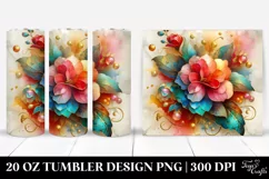Colorful Begonia on Marble Background | 20 Oz Tumbler Product Image 1