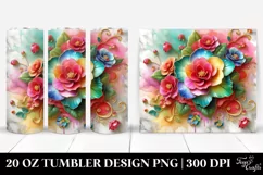 Colorful Begonia on Marble Background | 20 Oz Tumbler Product Image 1
