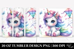 Watercolor Baby Unicorn with Kite Tail | 20 Oz Tumbler Product Image 1