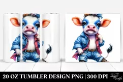 Excited Cow Model in Jeans, Transparent 20 Oz Tumbler Product Image 1
