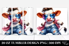 Excited Cow Model in Jeans, Transparent 20 Oz Tumbler Product Image 1