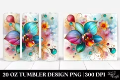 Colorful Orchid on White Background | 20 Oz Tumbler Product Image 1