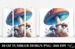 detailed Shiny Mushroom Watercolor Splash | 20 oz Tumbler Product Image 1