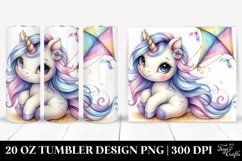 Watercolor Baby Unicorn with Kite Tail | 20 Oz Tumbler Product Image 1