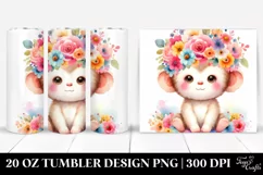 Cartoon Monkey with Flower Crown 20 Oz Tumbler Product Image 1