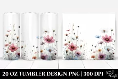 Centered Watercolor Wild Flowers | 20 Oz Tumbler Product Image 1