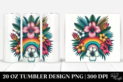Vintage Tropical Flower Rainbow Tshirt. 20 oz Tumbler Design Product Image 1