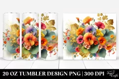 Abstract Bouquet Gold Foil Nasturtium 20 oz Tumbler Product Image 1