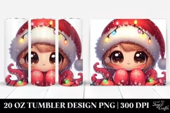 Cute Baby Octopus with Santa Hat, Transparent 20 Oz Tumbler Product Image 1