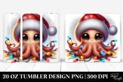 Cute Baby Octopus with Santa Hat, Transparent 20 Oz Tumbler Product Image 1