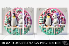 3D Christmas Penguin Design, High-Res 20 Oz Tumbler Product Image 1