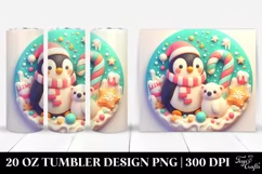 3D Christmas Penguin Design, High-Res 20 Oz Tumbler Product Image 1