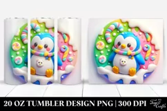 3D Christmas Penguin Design, High-Res 20 Oz Tumbler Product Image 1