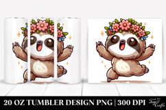 Adorable Cartoon Sloth with Flower Crown Product Image 1