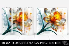 20 Oz Tumbler Sublimation | Daffodil | Watercolor Splash Product Image 1