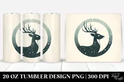 Retro Christmas Reindeer with Half Flowers 20 Oz Tumbler Product Image 1