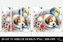 Cute Baby Puppy Sleeping Moon Flowers | 20 oz Tumbler Product Image 1