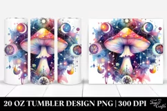 Vibrant Magical Mushroom Clipart, Transparent 20 Oz Tumbler Product Image 1