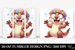 Excited Otter with Flower Crown.20 Oz Tumbler Product Image 1
