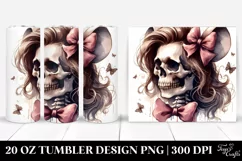 Skull with Hair Bow Tumbler Product Image 1