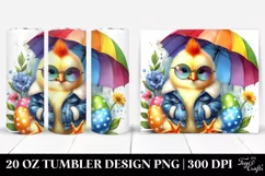 Proud Chicken with Raincoat and Umbrella 20 Oz Tumbler Product Image 1