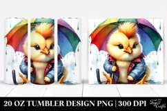 Proud Chicken with Raincoat and Umbrella 20 Oz Tumbler Product Image 1