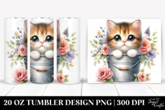 Cute Cat Bucket Flowers Tumbler Product Image 1