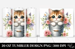 Cute Cat Bucket Flowers Tumbler Product Image 1
