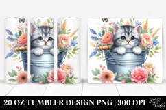 Cute Cat Bucket Flowers Tumbler Product Image 1