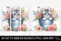Cute Cat Bucket Flowers Tumbler Product Image 1