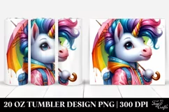 Cute Unicorn with Raincoat and Umbrella 20 Oz Tumbler Product Image 1