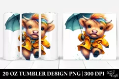 Cute Highlandcow with Raincoat and Umbrella 20 Oz Tumbler Product Image 1