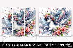 Cute Unicorn Tumbling with Spring Petals | 20 Oz Tumbler Product Image 1