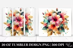 Watercolor Vibrant Bouquet with Gold Foil | 20 Oz Tumbler Product Image 1