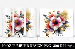 Watercolor Vibrant Bouquet with Gold Foil | 20 Oz Tumbler Product Image 1