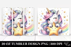 Cute Unicorn Winking from Shimmering Star | 20 Oz Tumbler Product Image 1